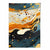 Abstraktes Gemälde, Flüssigkunstdruck, Blau, Orange und Beige Nr. 4