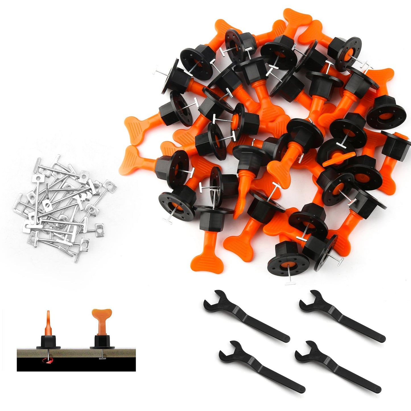 110/220Stück Fliesen Leveler Nivelliersystem Kits mit 4PCS Schraubenschlüssel | Karnz