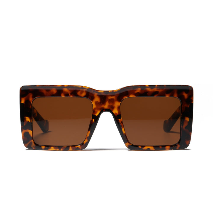 Damen quadratische Sonnenbrille mit transparentem Rahmen und UV-Schutz Karnz