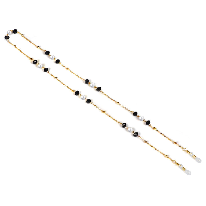 Elegante Perlen- und schwarze Schmuckbead-Brillen-Halskette Karnz