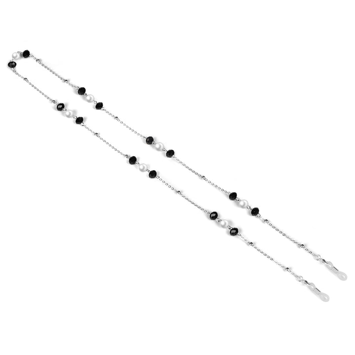 Elegante Perlen- und schwarze Schmuckbead-Brillen-Halskette Karnz