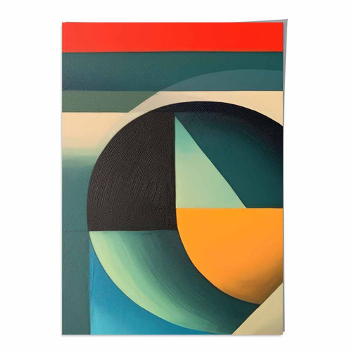 Abstrakter Kunstdruck mit farbenfrohen Formen, Blau, Rot, Orange, Nr. 3