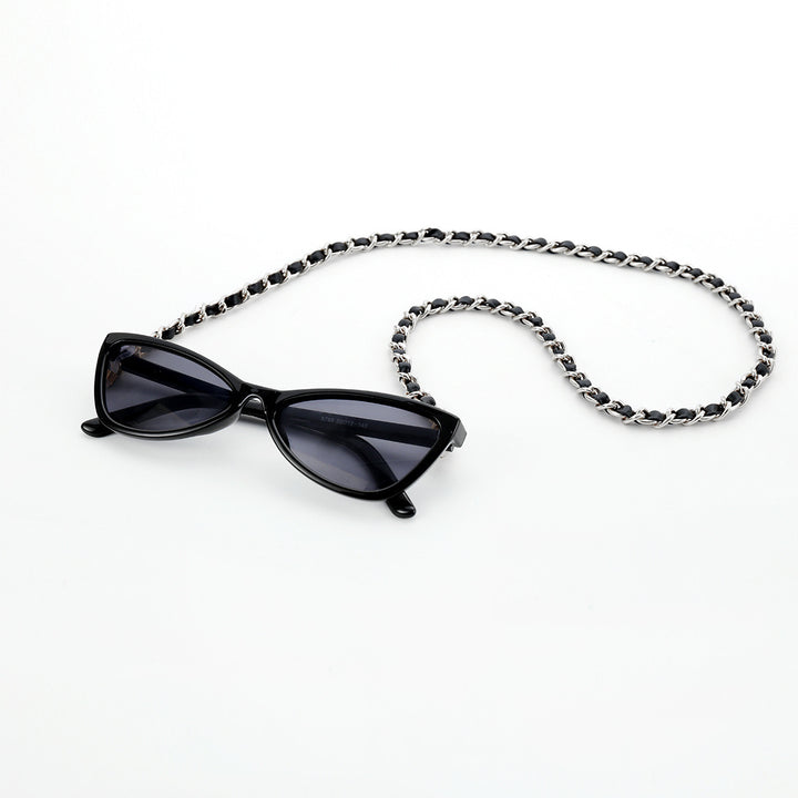 Modische Cat-Eye Sonnenbrille mit Kettenband Karnz