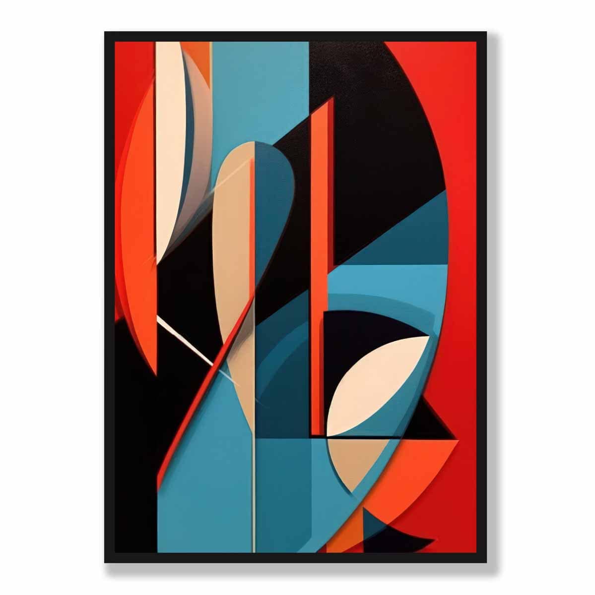 Abstrakter Kunstdruck mit farbigen Formen, Blau, Rot, Beige, Nr. 2
