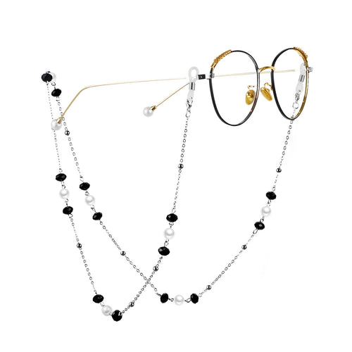 Elegante Perlen- und schwarze Schmuckbead-Brillen-Halskette Karnz