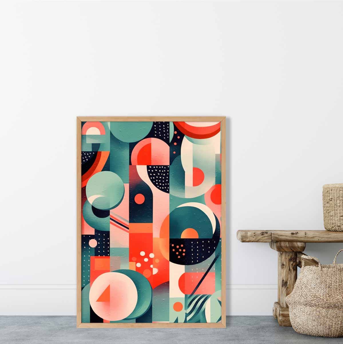 Abstrakter Kunstdruck mit farbenfrohen Pastellformen Nr. 2