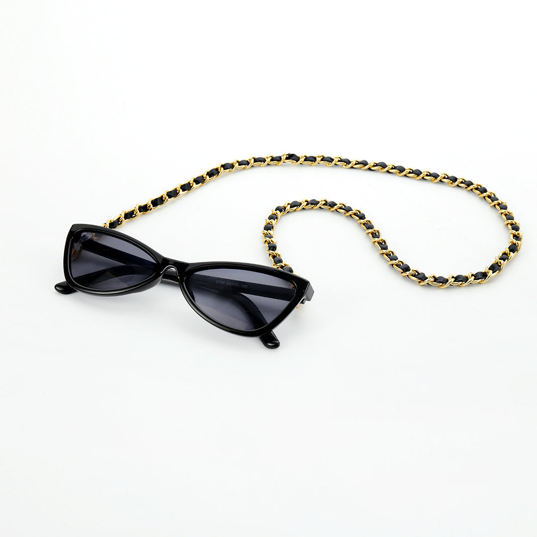 Modische Cat-Eye Sonnenbrille mit Kettenband Karnz