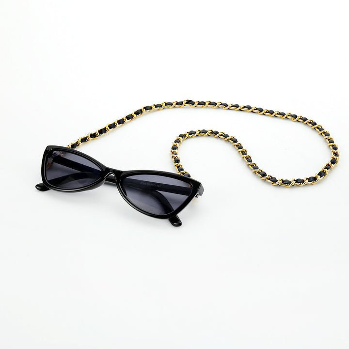 Modische Cat-Eye Sonnenbrille mit Kettenband Karnz