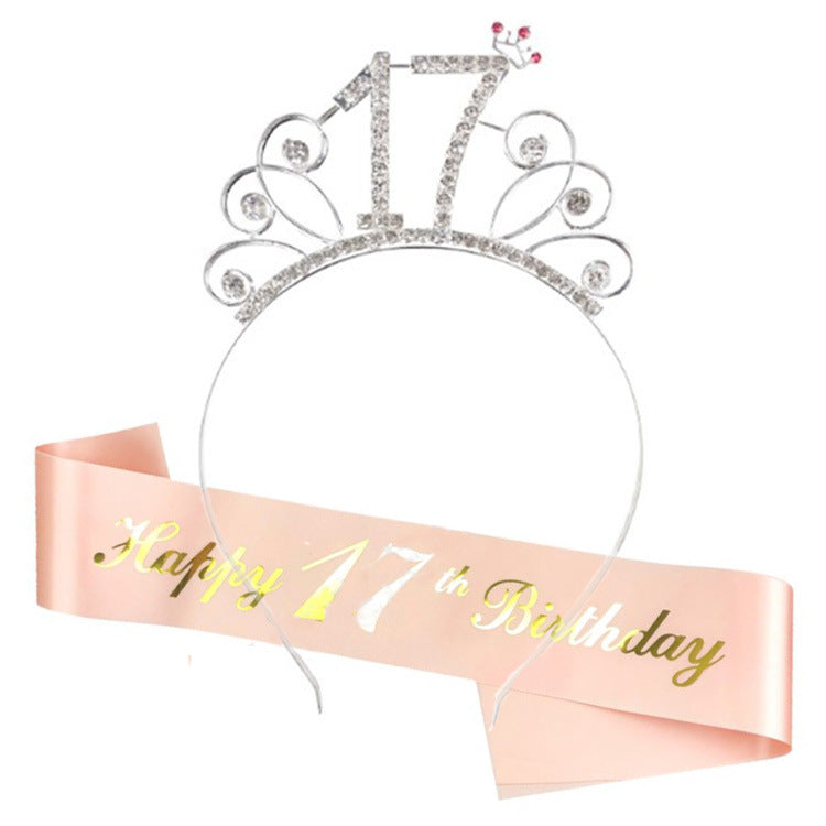 Damen Geburtstags-Tiara und Schärpe Set Karnz