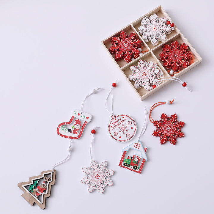 Weihnachtlich gestaltetes Dekorationsornament-Set