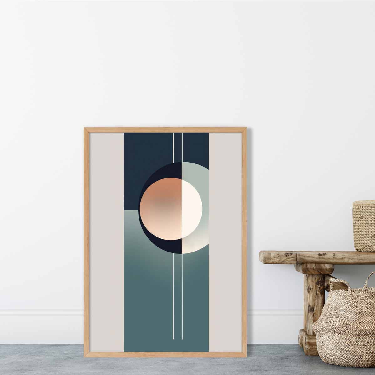 Abstrakte Formen Kunstdruck Marineblau Beige und Grau Nr. 2