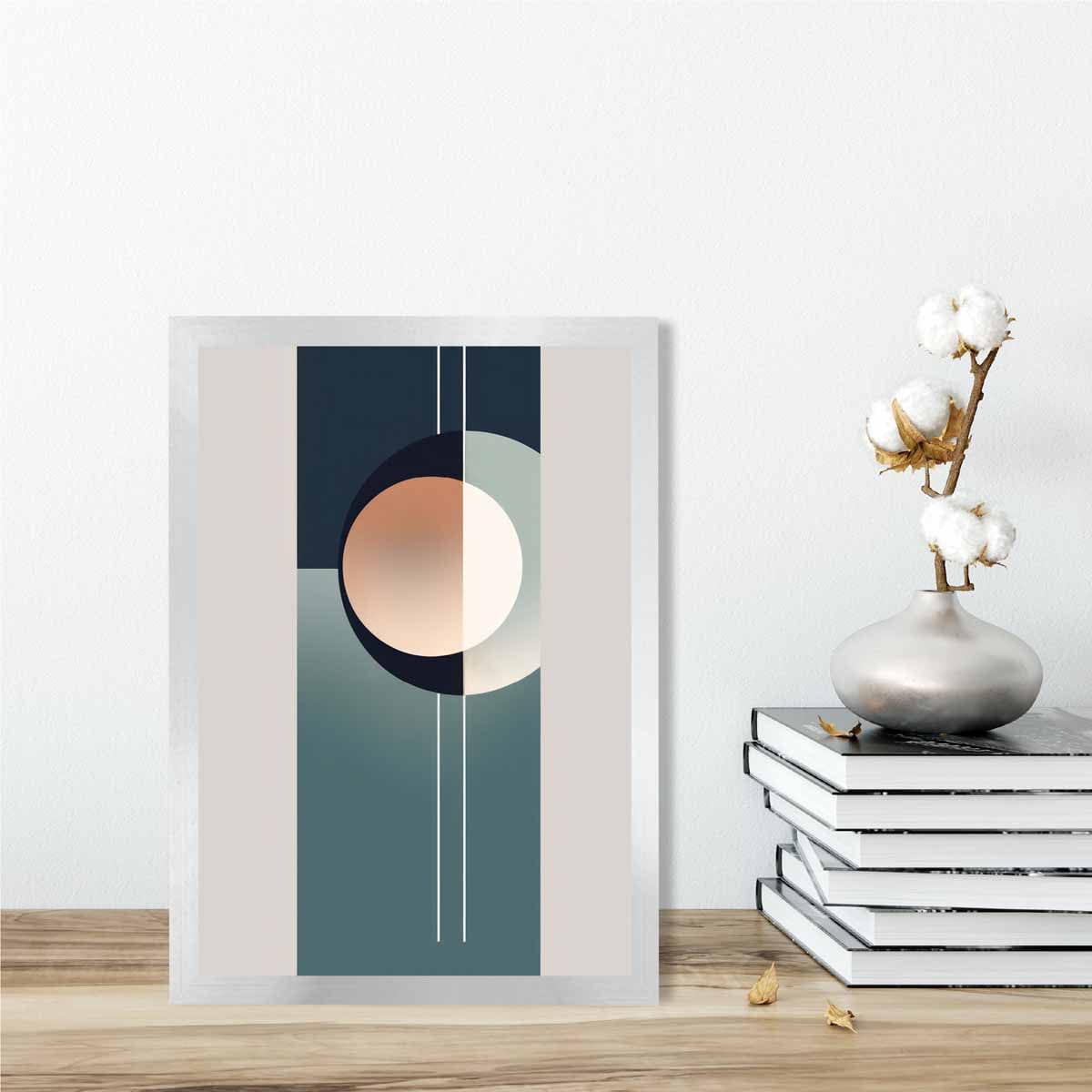 Abstrakte Formen Kunstdruck Marineblau Beige und Grau Nr. 2