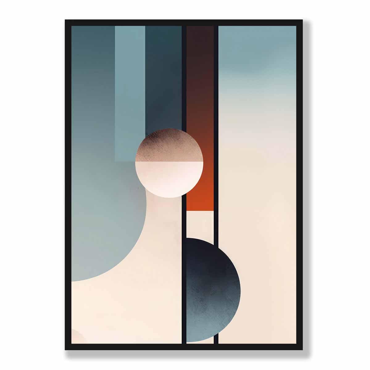 Abstrakte Formen Kunstdruck Marineblau, Orange und Beige Nr. 2