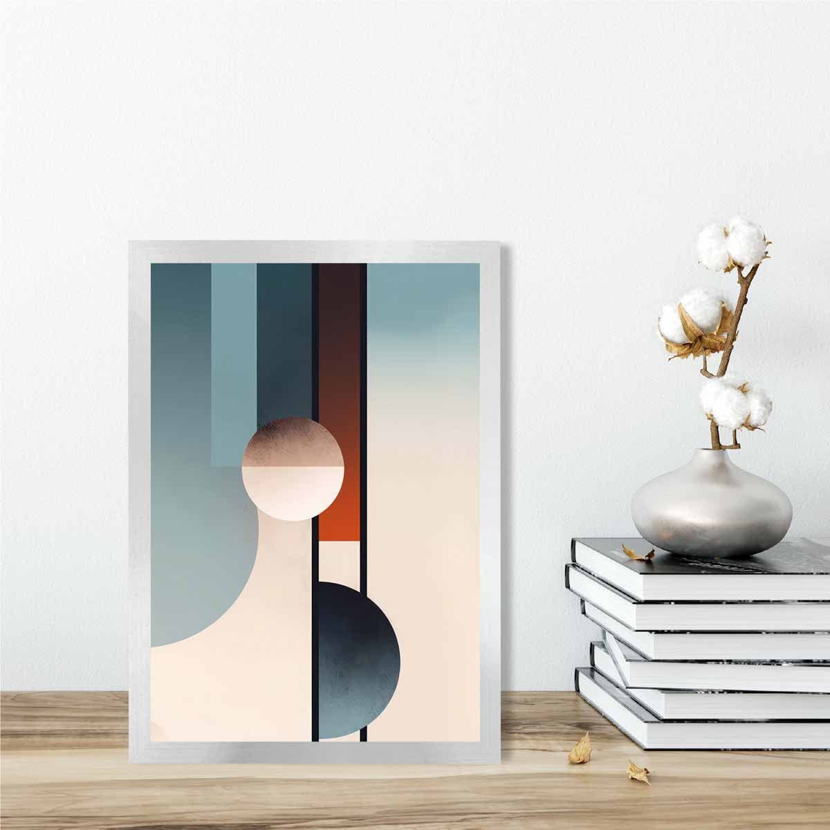 Abstrakte Formen Kunstdruck Marineblau, Orange und Beige Nr. 2