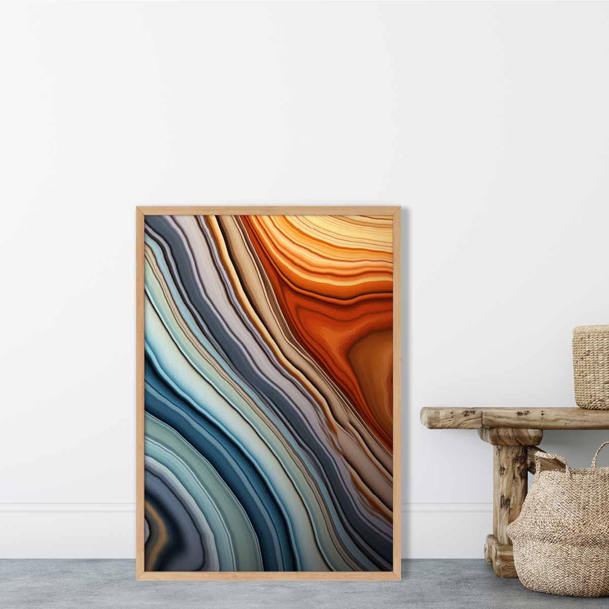 Abstrakter Flüssigkunstdruck Blau und Orange Nr. 2