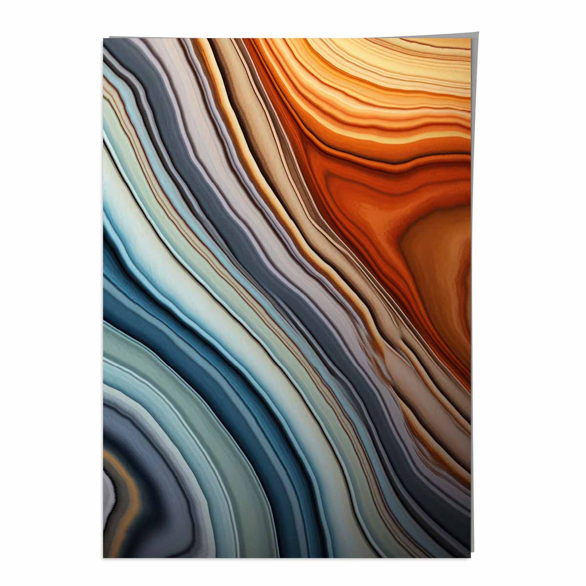Abstrakter Flüssigkunstdruck Blau und Orange Nr. 2