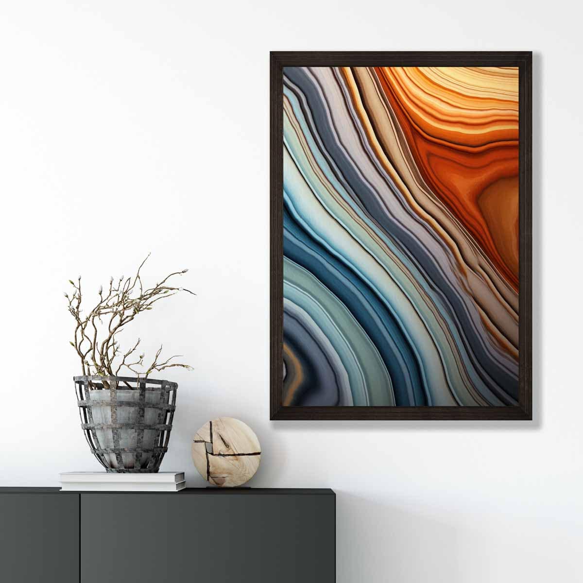 Abstrakter Flüssigkunstdruck Blau und Orange Nr. 2