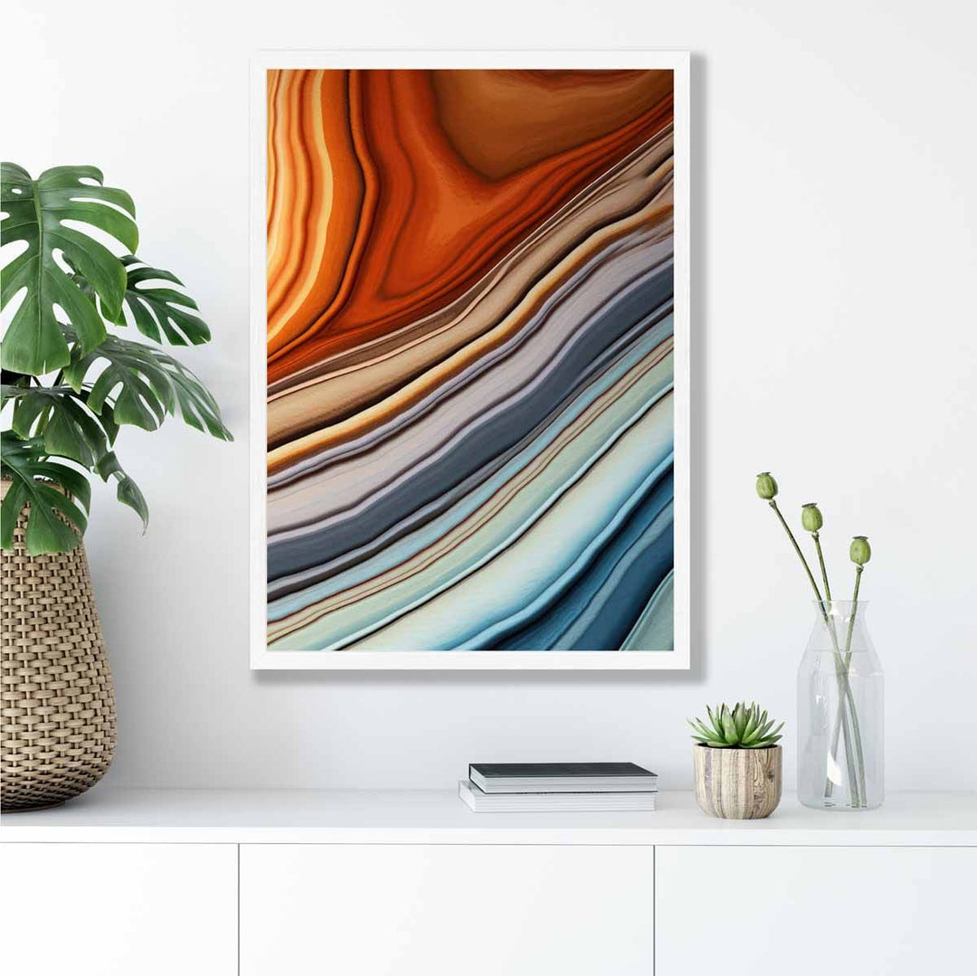 Abstrakter Fluid-Art-Druck Blau und Orange Nr. 3