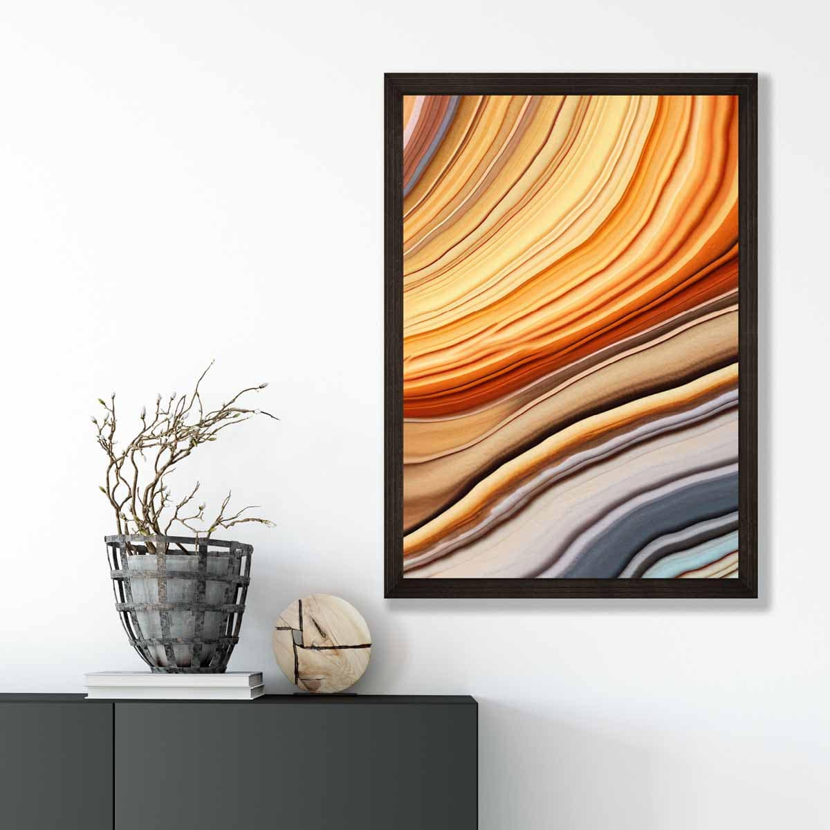 Abstrakter Fluid-Art-Druck Blau und Orange Nr. 4