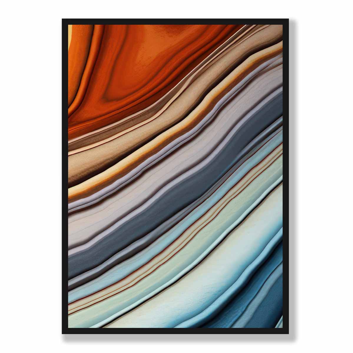 Abstrakter Flüssigkunstdruck Blau und Orange Nr. 5