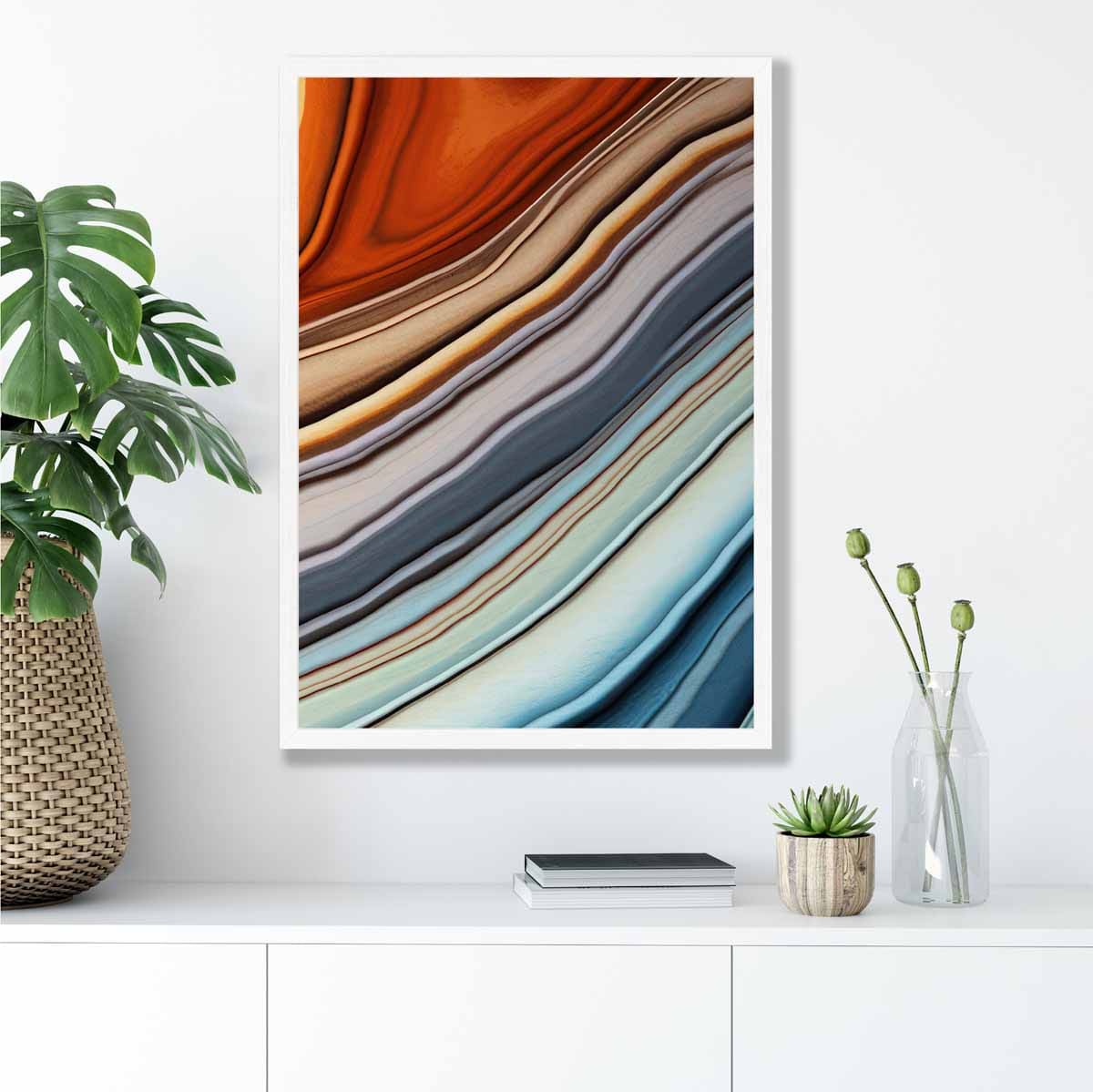 Abstrakter Flüssigkunstdruck Blau und Orange Nr. 5