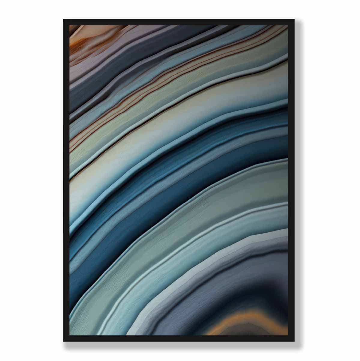Abstrakter Fluid-Art-Druck Blau und Orange Nr. 6
