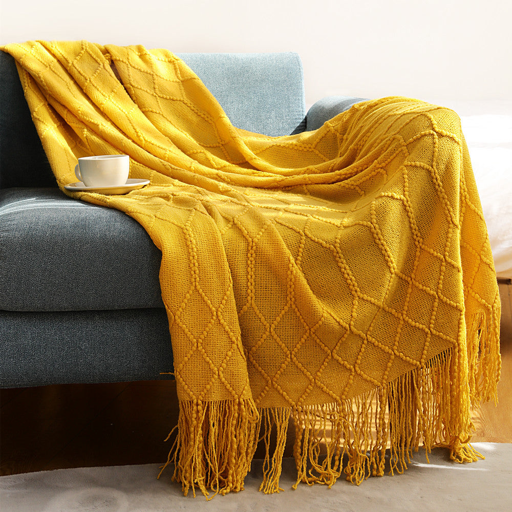 Strukturierte gestrickte Wurfdecke