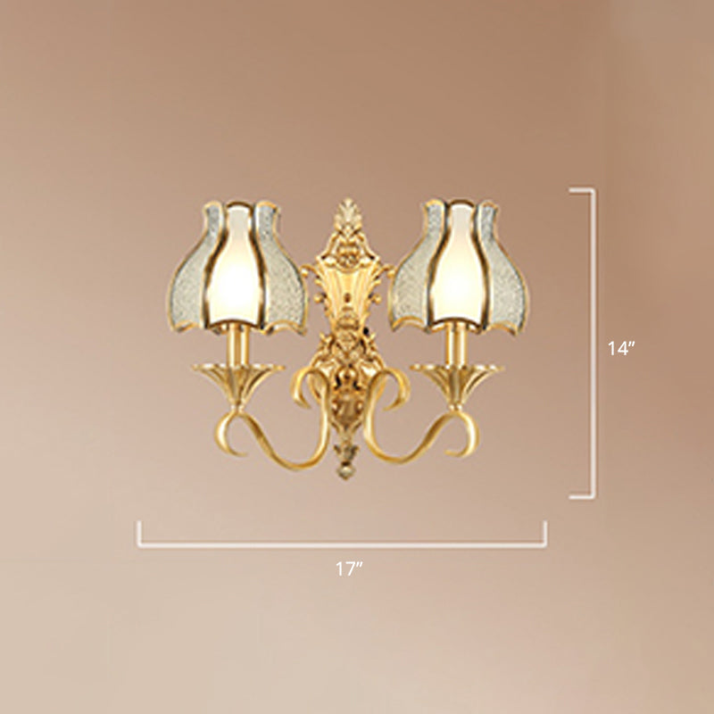 Brass Bud Wandmontage Licht Traditionelle Gehrungsglas Wohnzimmer Wandlichtarmatur | Karnz