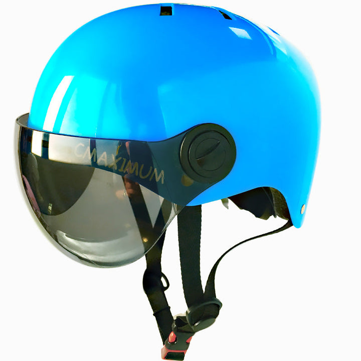 urban Fahrradhelm mit integriertem getönten Visier und verstellbarem Kinnriemen Karnz