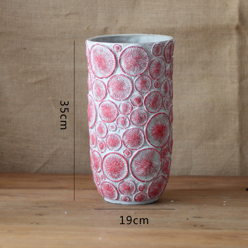 Dekorative Blumenvase aus keramik mit Reliefstruktur Karnz