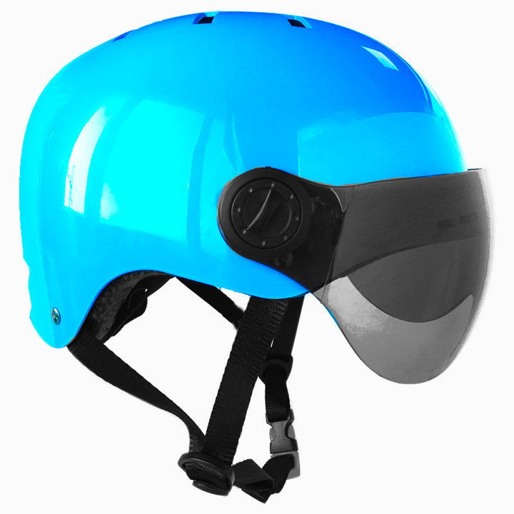 urban Fahrradhelm mit integriertem getönten Visier und verstellbarem Kinnriemen Karnz