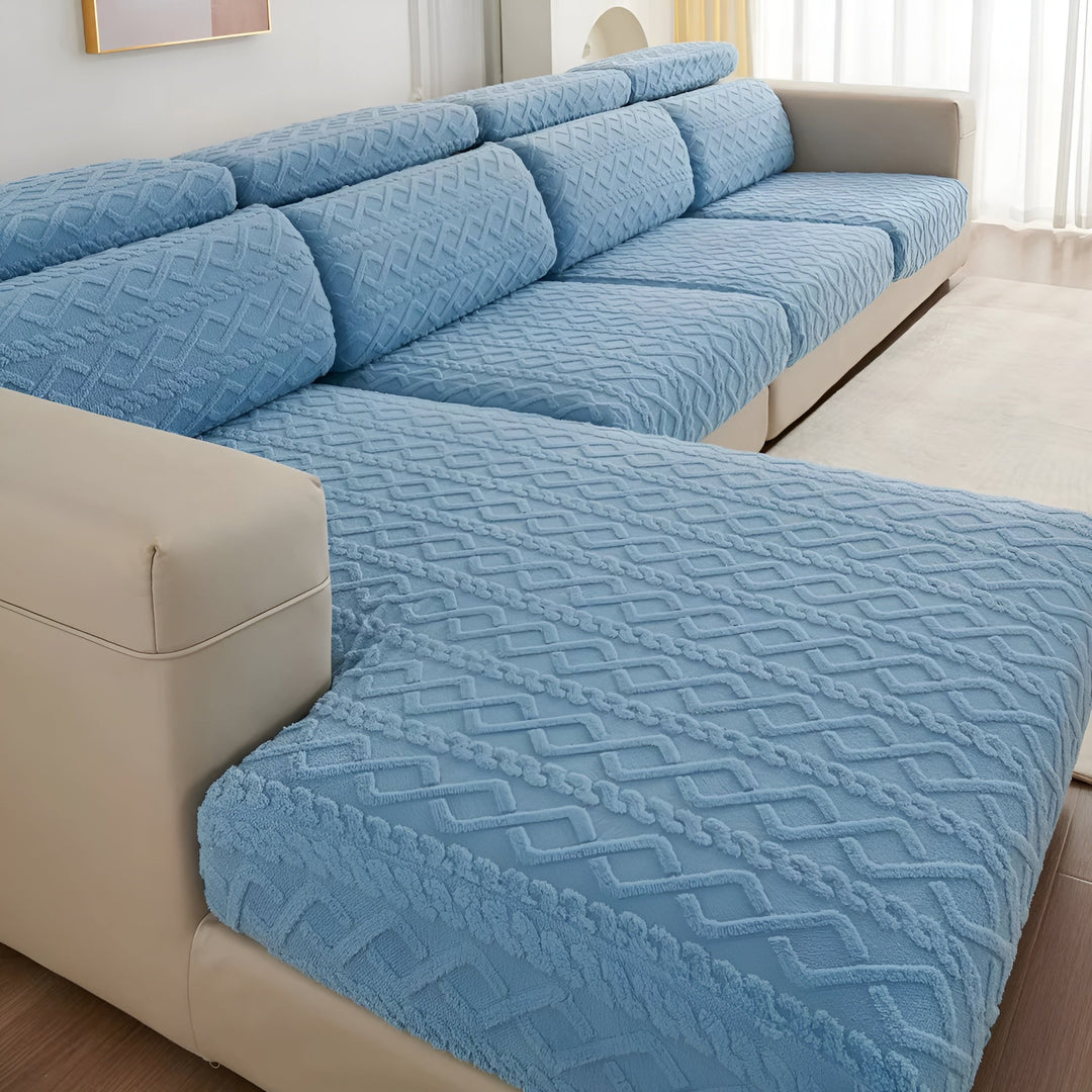 Samt-Sofa-Bezug mit Diamantmuster – weich und luxuriös | Perfekte Passform für jedes Sofa | Karnz