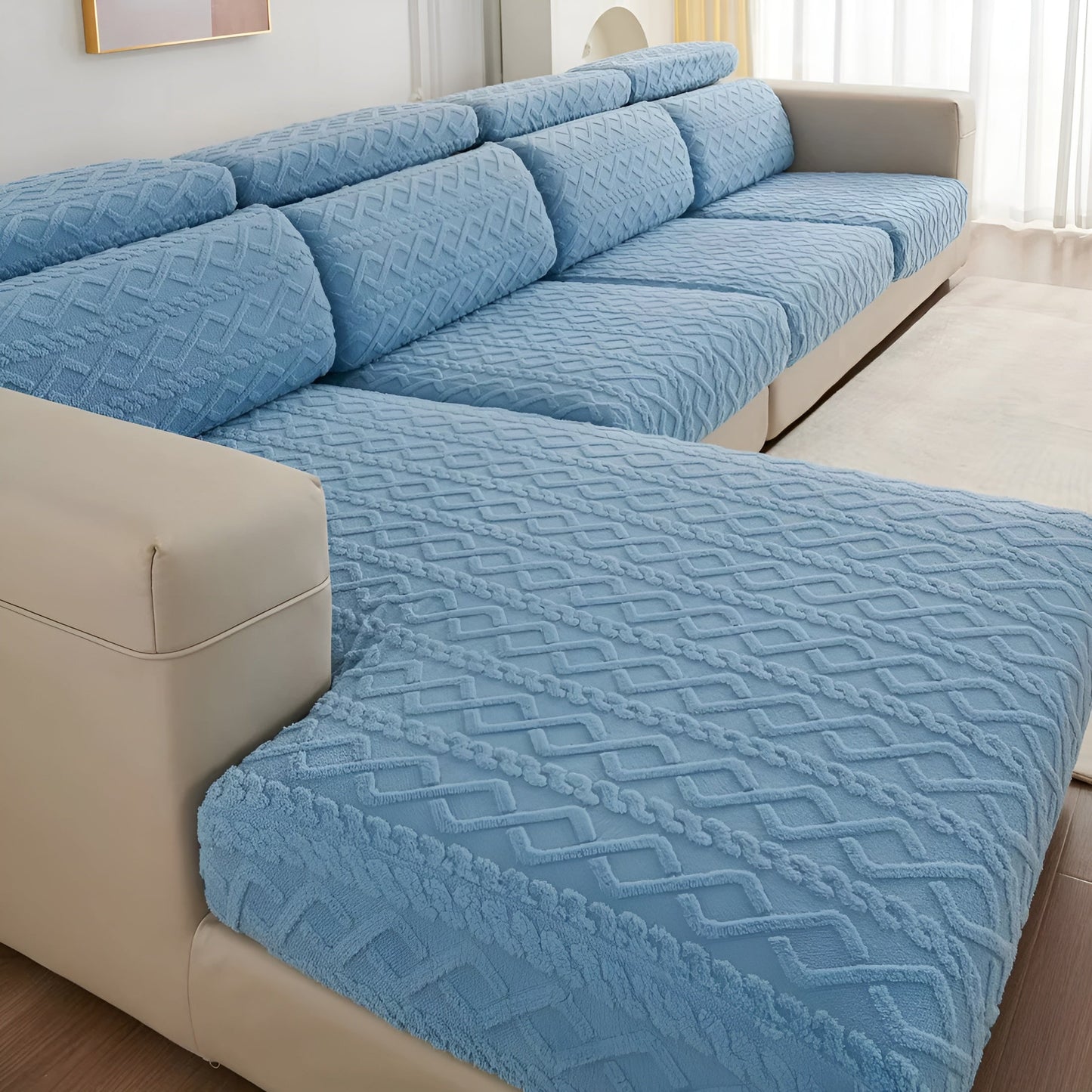 Samt-Sofa-Bezug mit Diamantmuster – weich und luxuriös | Perfekte Passform für jedes Sofa | Karnz