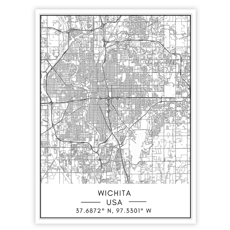 Stadtplan von Wichita – Leinwandbild