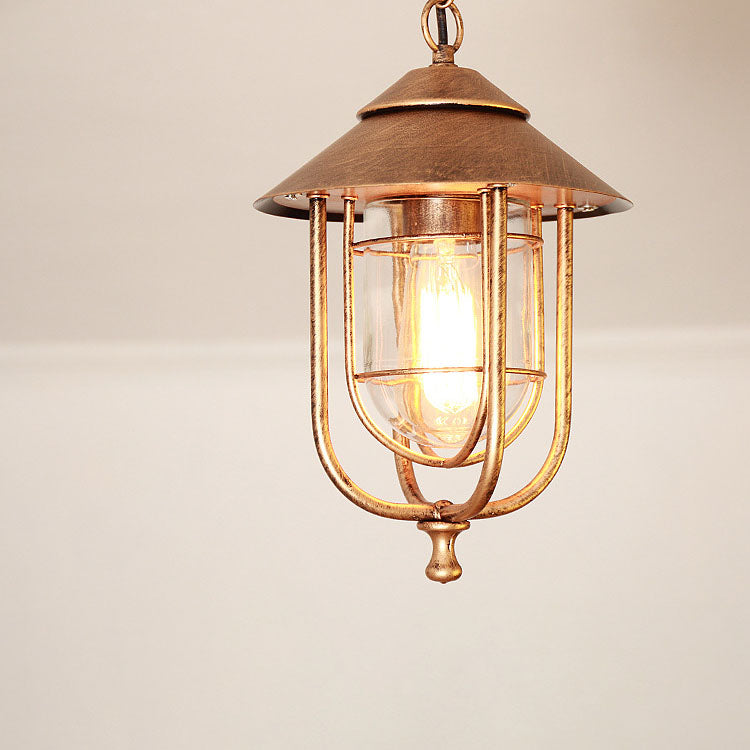 Industrielle Vintage-Hängeleuchte aus Aluminiumkäfig und Glas mit einem Licht, wasserdicht für den Außenbereich