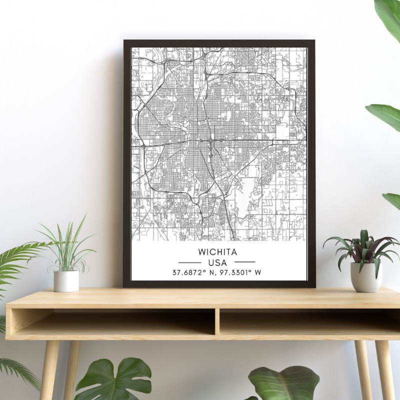 Stadtplan von Wichita – Leinwandbild