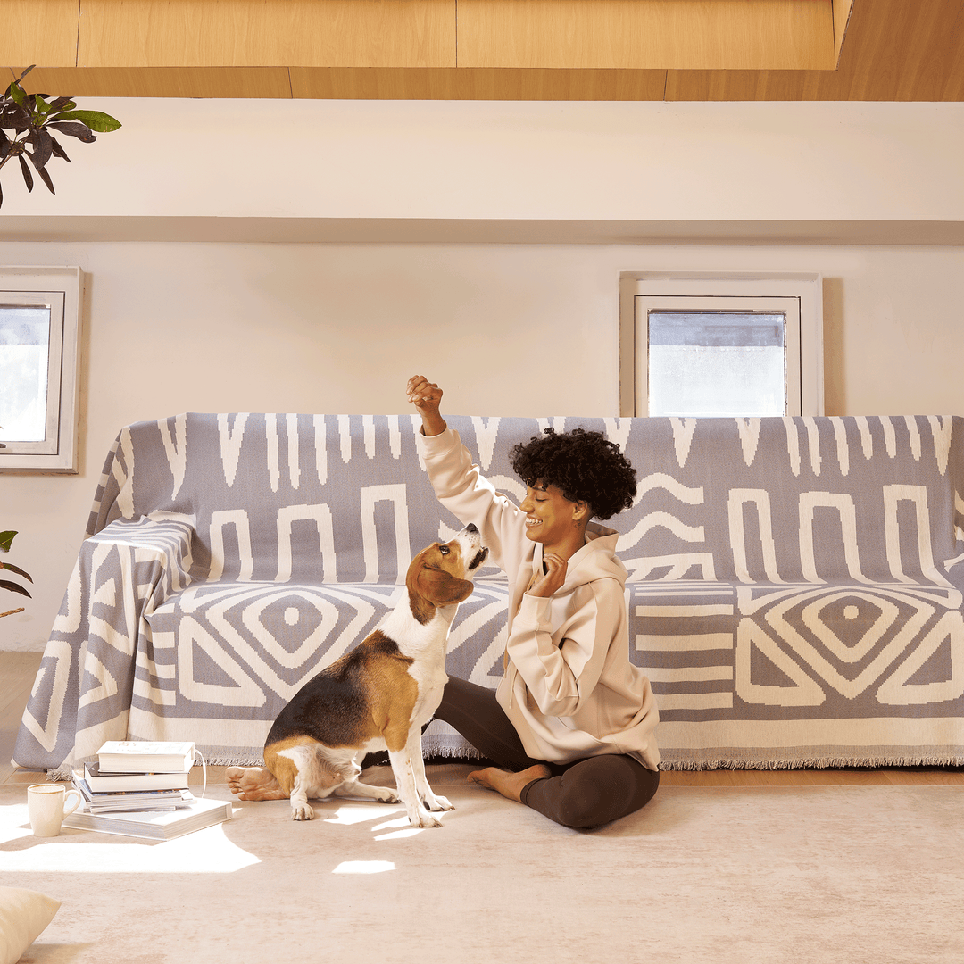 Geometrischer Boho-Stil Sofaüberzug - Modern, Stilvoll & Strapazierfähig Sofa Schutz | Karnz
