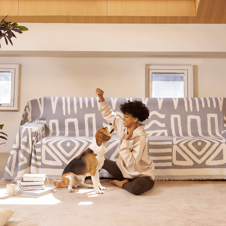 Geometrischer Boho-Stil Sofaüberzug - Modern, Stilvoll & Strapazierfähig Sofa Schutz | Karnz