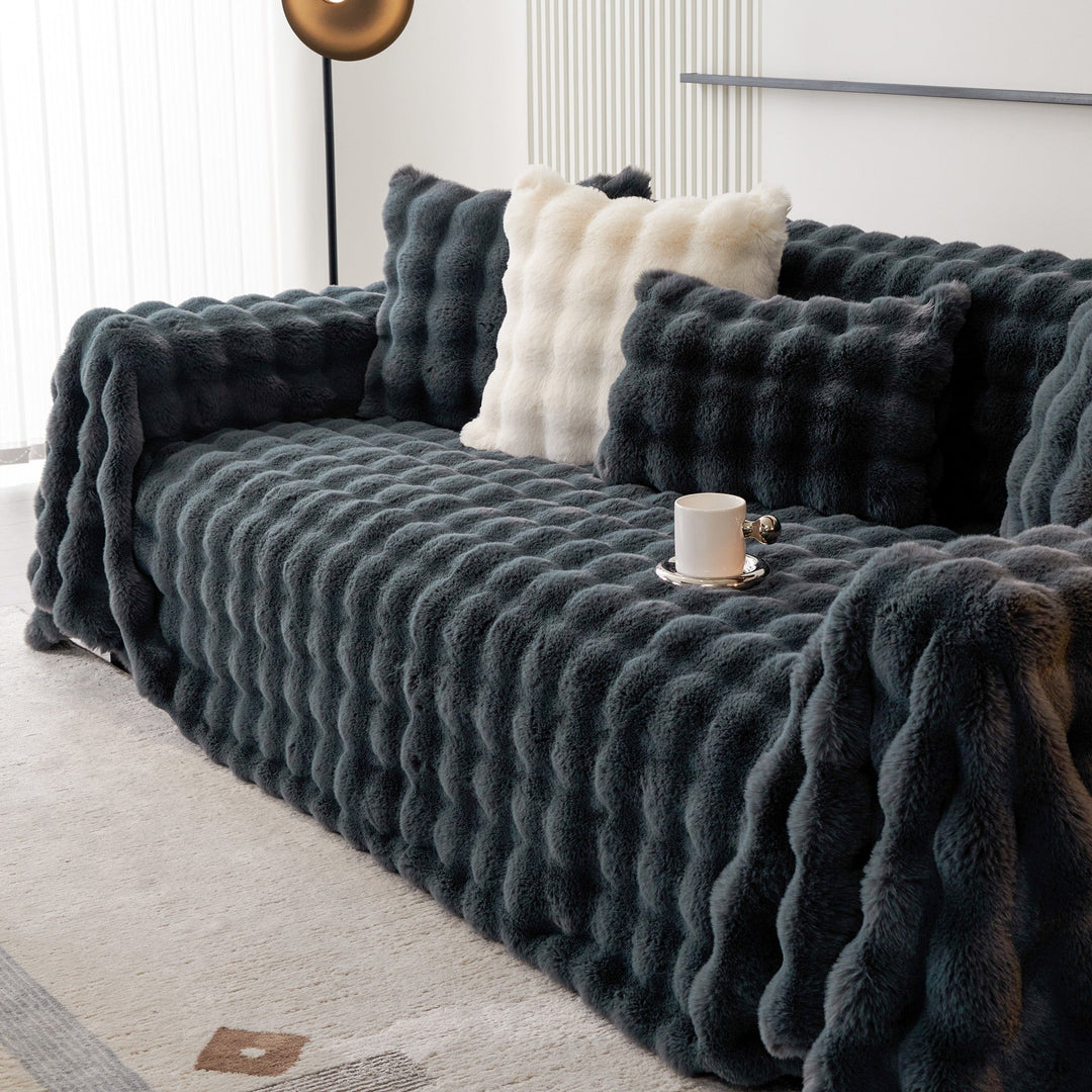 Luxe Ripple Faux Fur Sofa Cover - Modern, Stylisch & Langlebig Sofa Schutz | Karnz