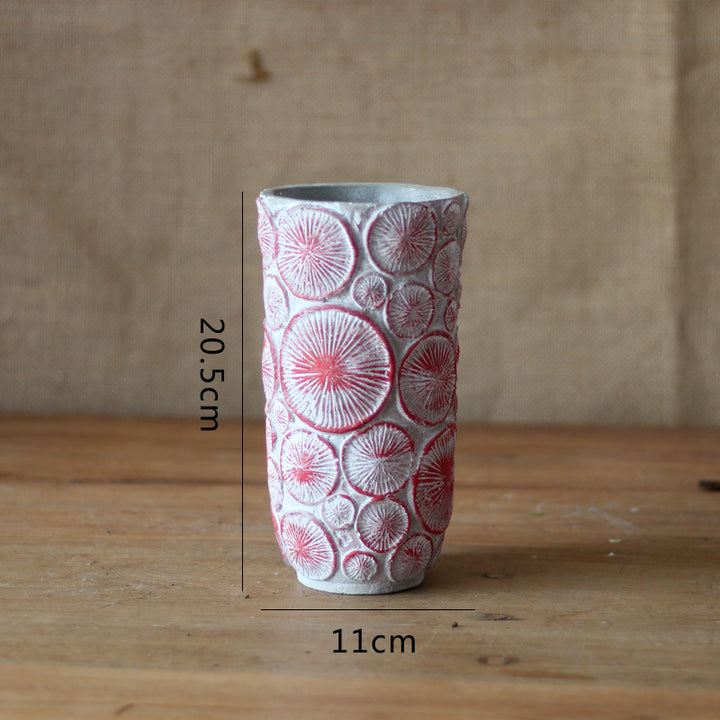 Dekorative Blumenvase aus keramik mit Reliefstruktur Karnz