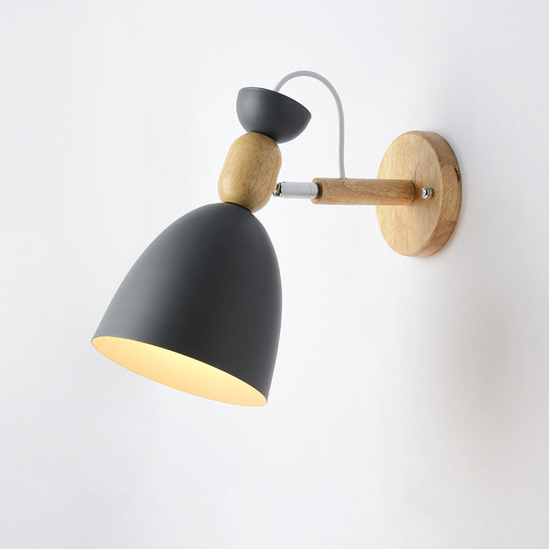 Schwenkshade Kinderzimmer Wandlampe Metall 1 Glühbirne Macaron Lesewandlicht mit Holzdeko | Karnz