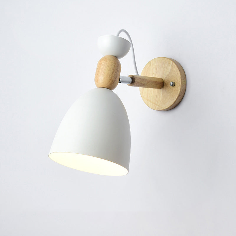 Schwenkshade Kinderzimmer Wandlampe Metall 1 Glühbirne Macaron Lesewandlicht mit Holzdeko | Karnz