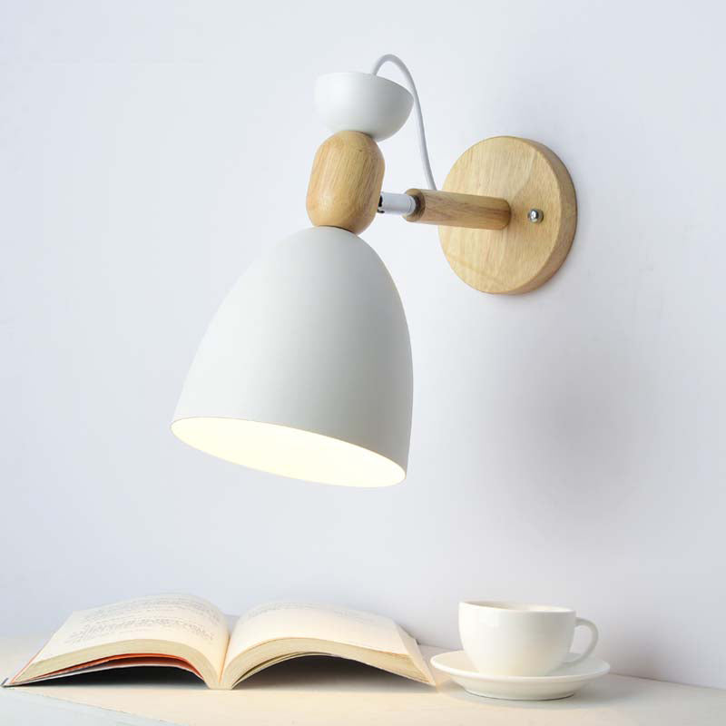 Schwenkshade Kinderzimmer Wandlampe Metall 1 Glühbirne Macaron Lesewandlicht mit Holzdeko | Karnz