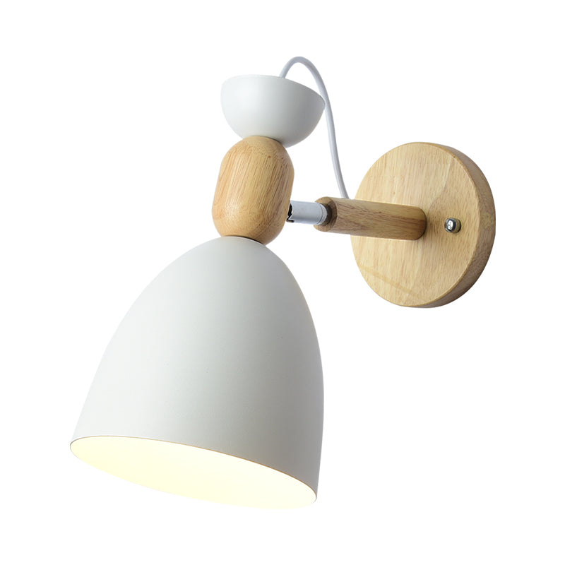 Schwenkshade Kinderzimmer Wandlampe Metall 1 Glühbirne Macaron Lesewandlicht mit Holzdeko | Karnz