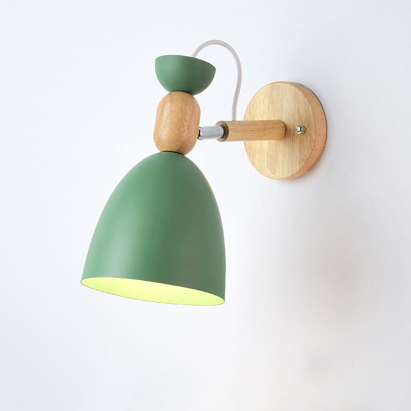 Schwenkshade Kinderzimmer Wandlampe Metall 1 Glühbirne Macaron Lesewandlicht mit Holzdeko | Karnz