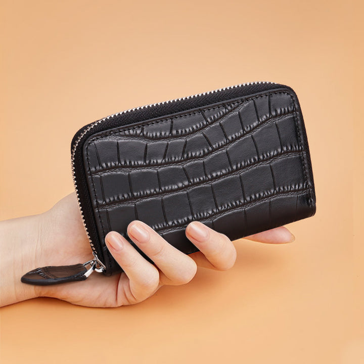 Premium strukturiertes Leder Zip Geldbörse Karnz