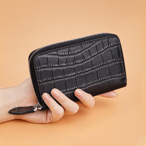 Premium strukturiertes Leder Zip Geldbörse Karnz