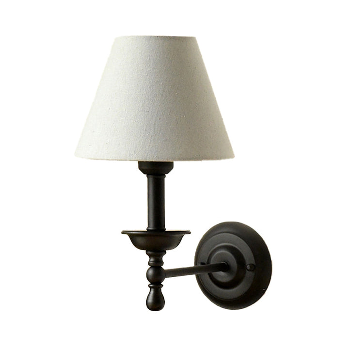 1 Leichte Metall-Wandlampe Traditionell Grau-Blau/Weiße Stoffkonus-Schirm Schlafzimmer Wandleuchte | Karnz