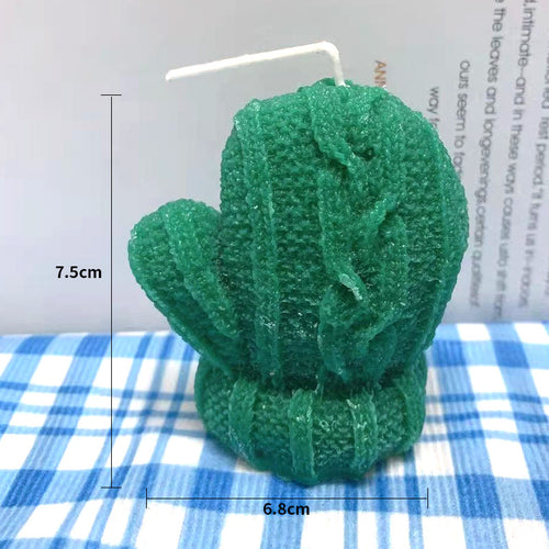 Handgegossene Mini-Kaktus-Skulpturale Wachskerze Tischakzent