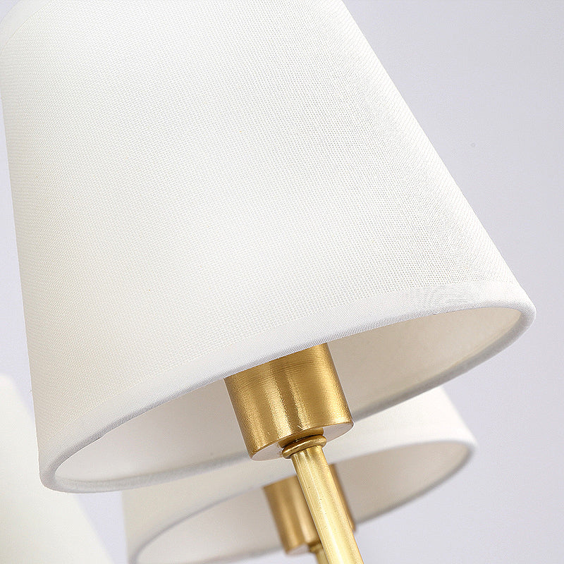Messing Kegel Wandlampe Retro Weißer Stoffschirm 1/2 Glühbirnen Esszimmer Wandwandleuchte Beleuchtung | Karnz